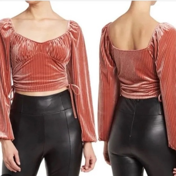 Sophie Rue Pink Puff Sleeve Crop Blouse - Picture 1 of 4